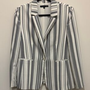 Preston & York Women's White and Gray Striped Blazer
